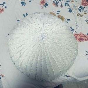 UO Silver Round Pin-tuck Throw Pillow